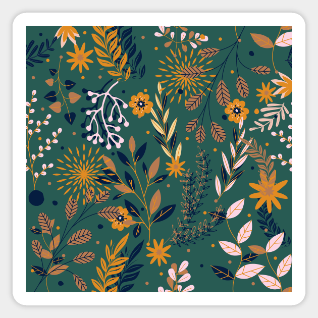 Forest Floral Print Sticker by Tezbcreates